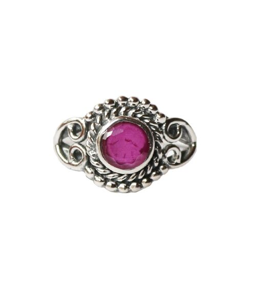 Sterling Silver Ring with Gemstone - Pink Jade