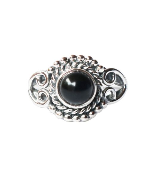 Sterling Silver Ring with Gemstone - Black Onyx