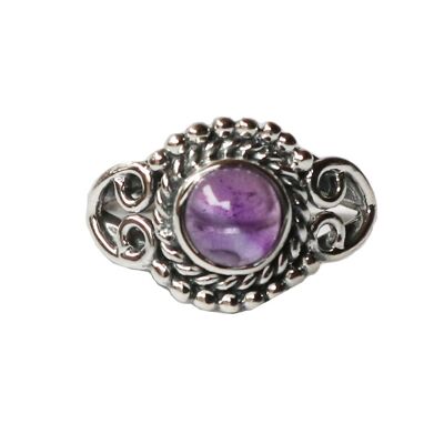 Bague en argent sterling avec pierre précieuse - Améthyste violette