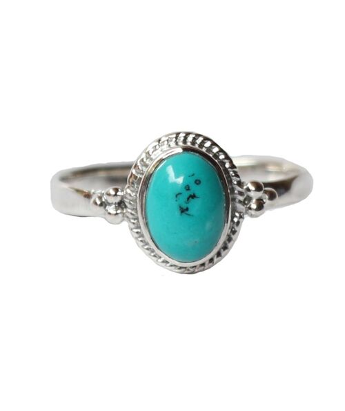 Filigree Oval Silver Ring with Stone - Turquoise