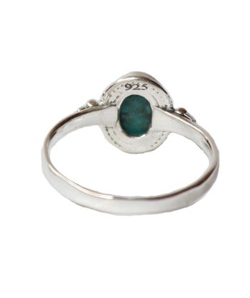 Bague Filigrane Ovale en Argent avec Pierre - Jade Rose 7