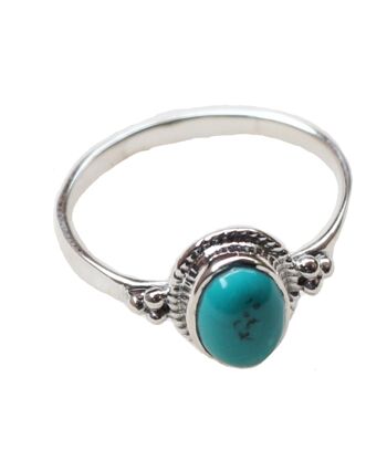 Bague Filigrane Ovale en Argent avec Pierre - Jade Rose 8