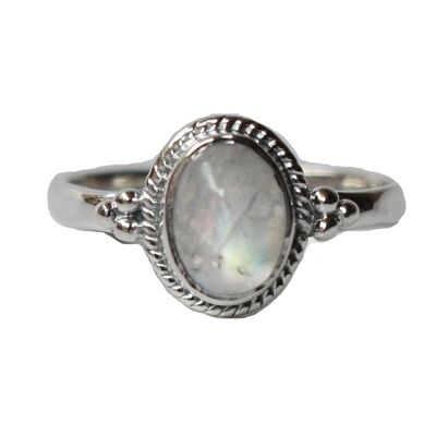 Filigree Oval Silver Ring with Stone - Moonstone