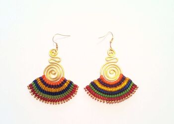 Boucles d'oreilles multicolores en forme d'éventail 1