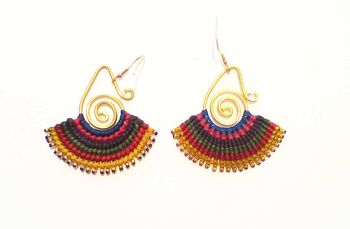 Boucles d'oreilles multicolores en forme d'éventail 8