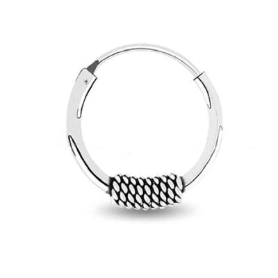 Sterling Silver Bali Style Hoop - Silver 12 mm