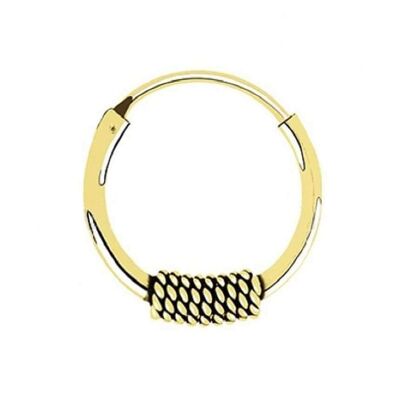 Sterling Silver Bali Style Hoop - Gold 12 mm