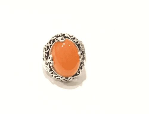 Precious Silver Rings with Colored Stone - Orange