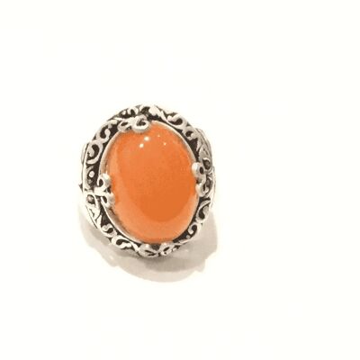 Precious Silver Rings with Colored Stone - Orange
