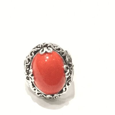 Precious Silver Rings with Colored Stone - Red