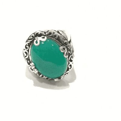 Precious Silver Rings with Colored Stone - Green