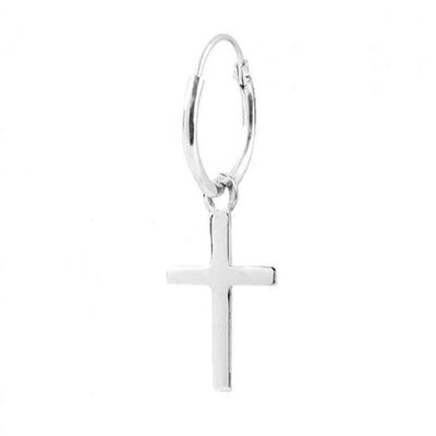 Sterling Silver Cross Hoop - Silver Large