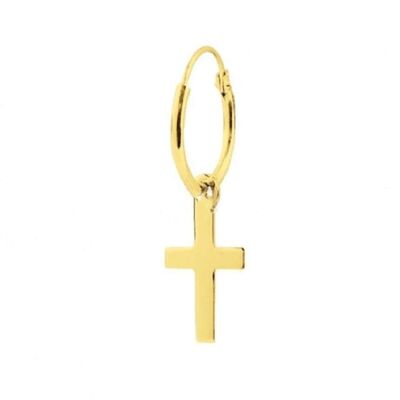 Sterling Silver Cross Hoop - Gold Medium