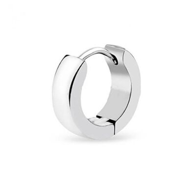 Round Edge Polished Steel Hoop Earring - Silver
