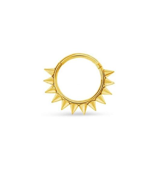 Gold Hinged Septum Ring - Spikes 8mm