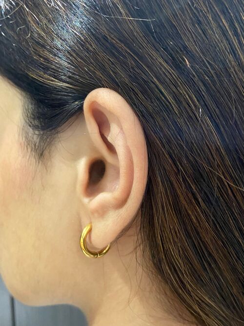 Stainless Steel Hoop Earrings - Gold 14mm