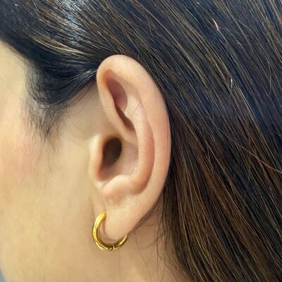 Boucles d'oreilles créoles en acier inoxydable - Or 14 mm