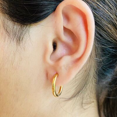 Aretes de aro de acero inoxidable - Oro 16 mm