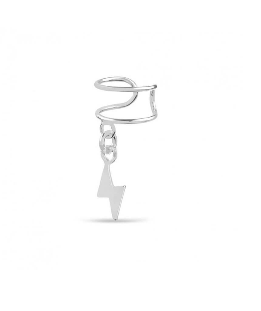 Earcuff in argento sterling con gioielli pendenti - Fulmine