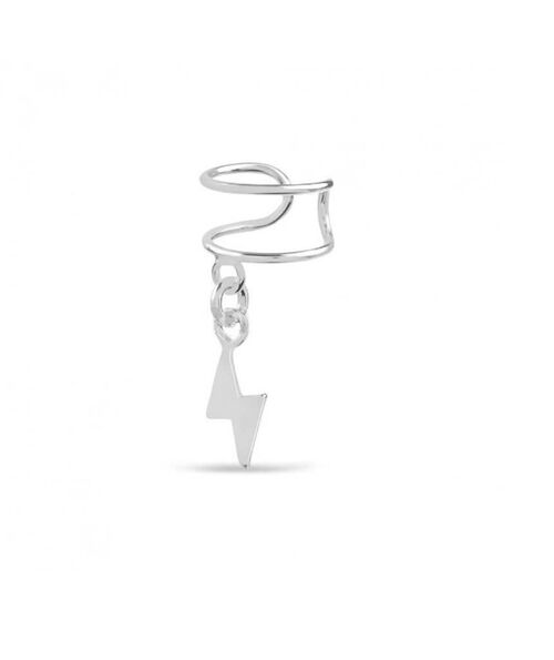 Sterling Silver Earcuff with Hanging Jewels - Lightning