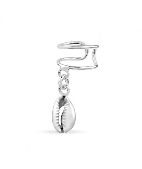 Sterling Silver Earcuff with Hanging Jewels - Shell