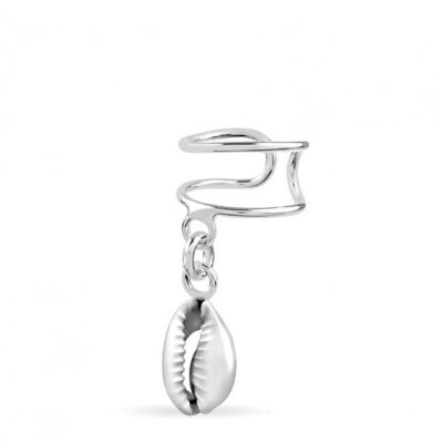 Sterling Silver Earcuff with Hanging Jewels - Shell