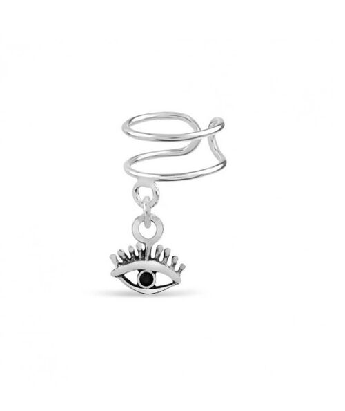 Sterling Silver Earcuff with Hanging Jewels - Eye