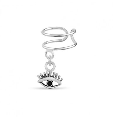 Sterling Silver Earcuff with Hanging Jewels - Eye