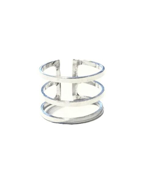 Three Lines Cage Ring Fully Adjustable - Silver