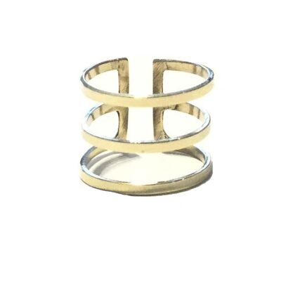 Three Lines Cage Ring Fully Adjustable - Gold