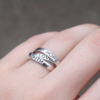 Love, Faith, Hope Ring - Silver