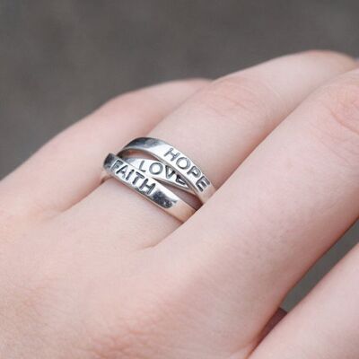 Love, Faith, Hope Ring - Silver