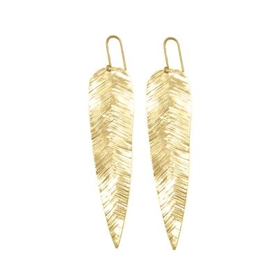 Stunning Long Leaf Earrings - Gold