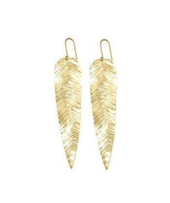 Superbes boucles d'oreilles longues feuilles - Or 1