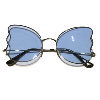 Lunettes de soleil papillon oversize - Bleu