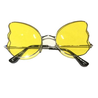 Übergroße Butterfly-Sonnenbrille - Gelb