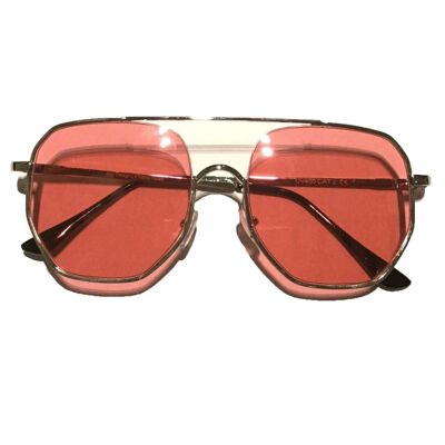 Quadratische Oversized-Sonnenbrille – Pink