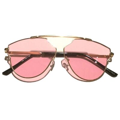 Abgerundete übergroße Brille - Pink