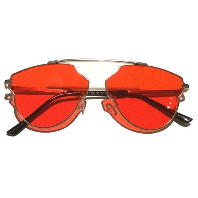 Rounded Oversized Glasses - Red