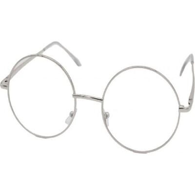 Runde Sonnenbrille mit klaren Gläsern - Silber