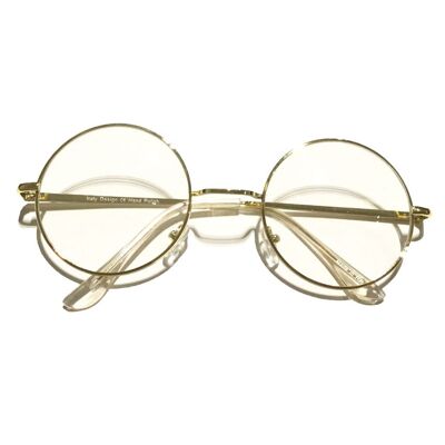 Round Clear Lens Sunglasses - Gold