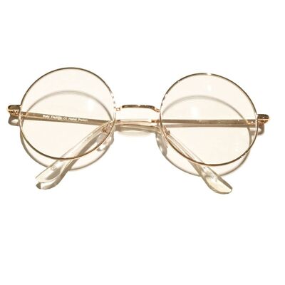 Runde Sonnenbrille mit klaren Gläsern – Roségold