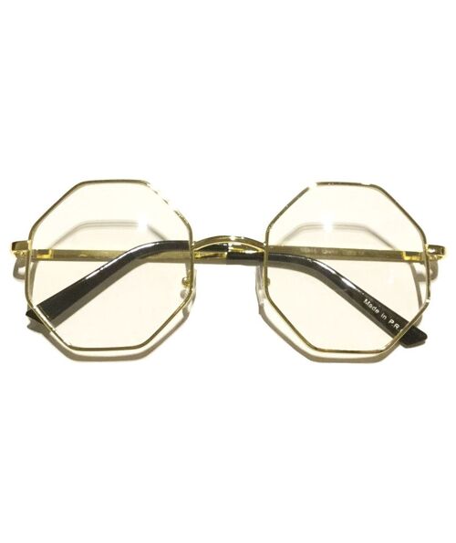 Clear Octagonal Sunglasses - Gold