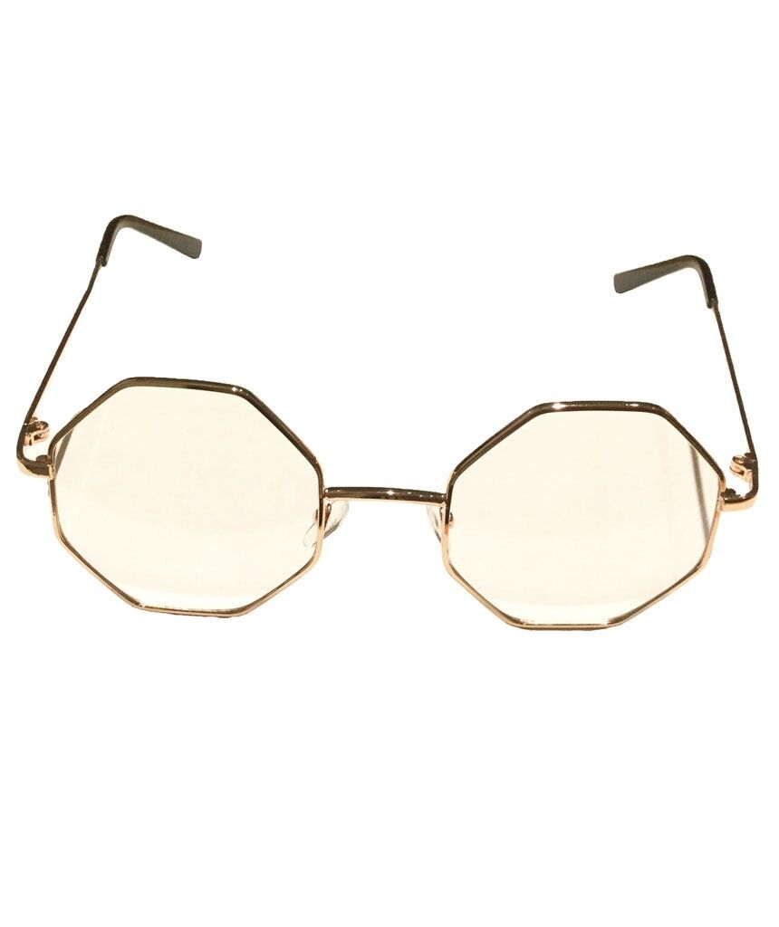 Klare achteckige Sonnenbrille - Roségold