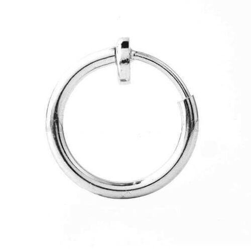 Silver Nose & Hoop Fake Earring No Piercing Required - 12mm