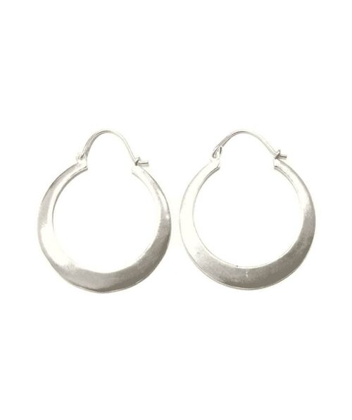 Flat Hoop Earrings - Silver