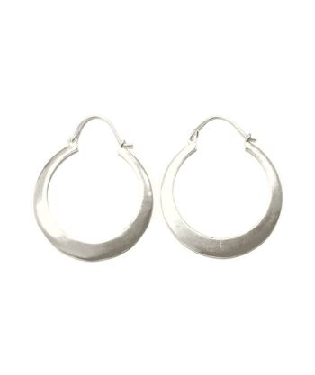 Boucles d'oreilles créoles plates - Argent 1