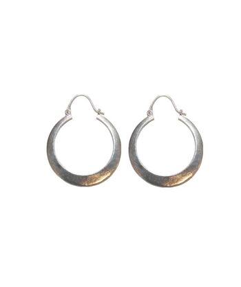 Boucles d'oreilles créoles plates - Argent 2