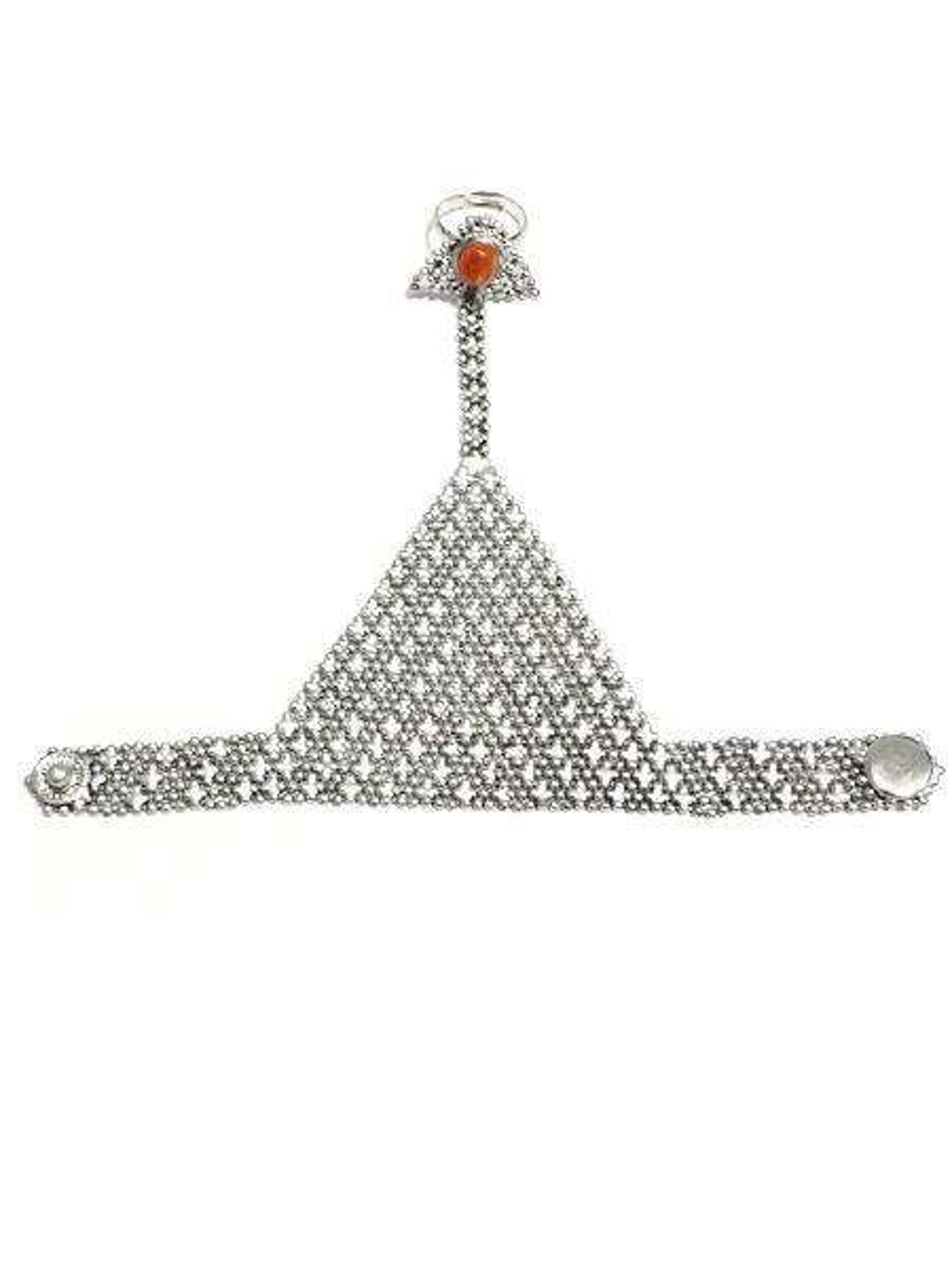 Buy wholesale Cuffed Triangle Chainmail Hand Harness - Silver