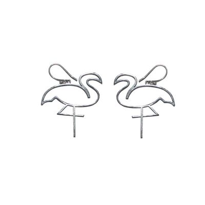 Boucles d'Oreilles Flamant Rose - Argent